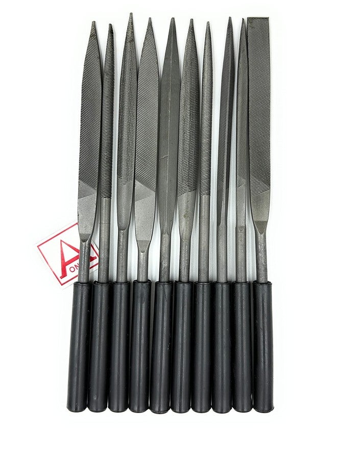 أون مجموعة مبارد Aone، 18 سم × 10 قطع، متعددة الاستخدامات مع مقبض، للبرد والتشكيل والصقل على الذهب والفضة والمعادن اللينة والخشب والبلاستيك وغيرها، لصناعة المجوهرات والساعات والنماذج والحرف اليدوية. - Image 1